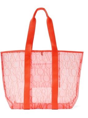 NWT Victoria's Secret Coral-Red Mesh Tote
